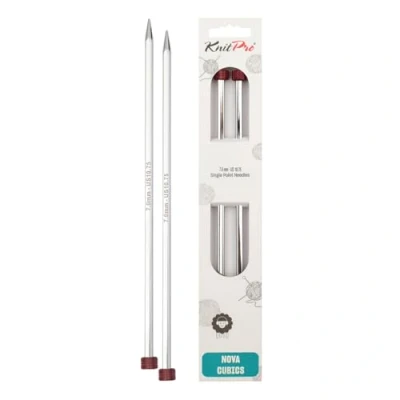 Image of KnitPro 25 cm x 7 mm Nova Cubics Single Pointed Needles, Shiny Brass