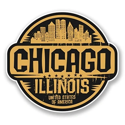 Image of 2 x 10cm Chicago Illinois USA Vinyl Sticker Decal Travel Luggage Laptop #6058 (10cm Wide 9cm Tall)