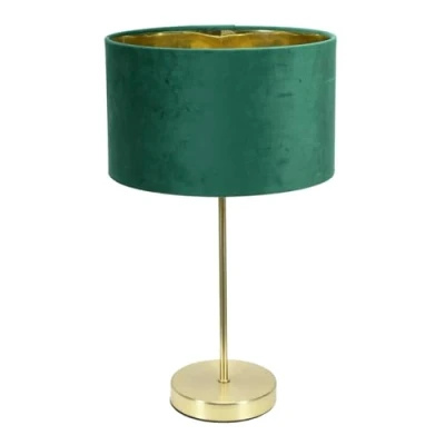 Image of ValueLights Charlie Gold Stem Table Lamp with Green Velvet &amp; Inner Shade Lamps, Home Décor Improvement Essential