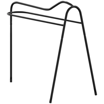 Image of vidaXL Black Iron Saddle Rack Freestanding 3 Legged Design with Bridle Hook for Tack Rooms, Stables, and Horse Shows