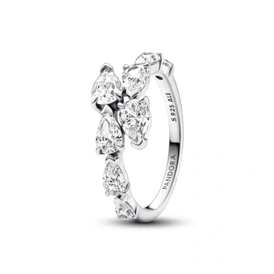 Image of Pandora Timeless Sterling silver Sparkling Overlapping band ring with clear cubic zirconia, 56