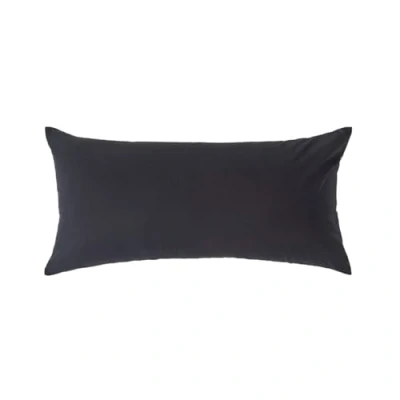 Image of HOMESCAPES Black Pure Egyptian Cotton Euro Size Pillowcase 40 x 80 cm 200 TC 400 Thread Count Percale Equivalent Pillow Case with Zip