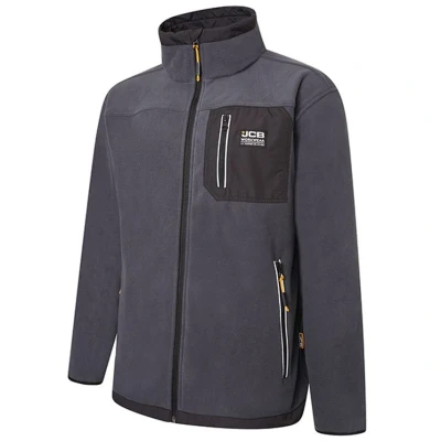 Image of JCB Trade Black Full Zip Fleece Jacket Mens Work Jackets Workwear Clothes X3L