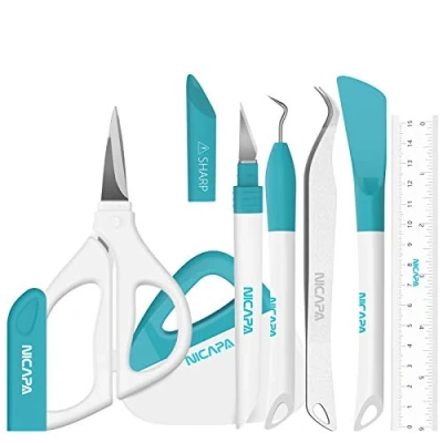 Image of NICAPA Basic Tool Set Craft Weeding Vinyl Cardstock Crafting Tools Kit for Silhouette/Siser/Oracal 631 651 751 Toolkit (Blue)