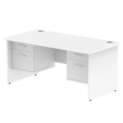 Image of Impulse 1600x800mm Desk White Top Panel Leg 2x2 Drawer Fixed Pedestal