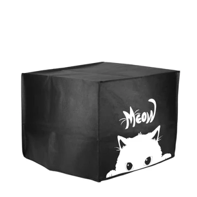 Image of kwmobile Cover Compatible with Philips Essential Airfryer L for Air Fryer Curious Cat Black/White
