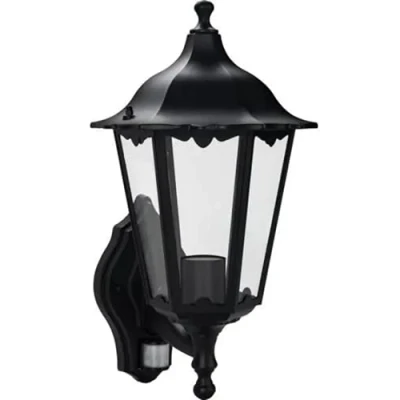 Image of Luceco Six Panel Coach Lantern with PIR Sensor, Black