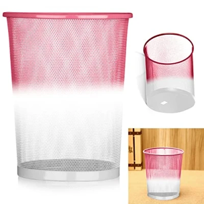 Image of ARA CHOICE Colourful Mesh Waste Bins Rubbish Paper Wastebasket Trash Can Dustbin for Home Office Durable and easy to use Recycling Bin Bedrooms Multi Colour. (Red Rose)