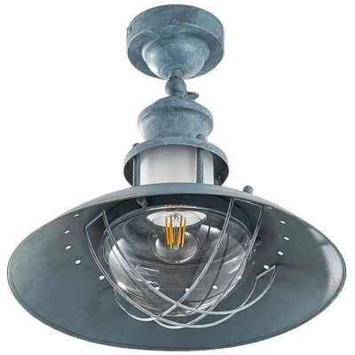 Image of Lindby ceiling light Louisanne, grey, metal, Ø 35cm