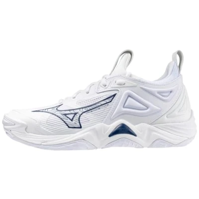 Image of Mizuno Wave Momentum 3 Women&#039;s Volleyball Shoe, White Navy, 7 UK
