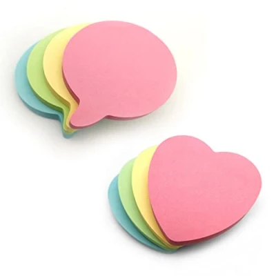 Image of Post it Sticky Notes Pastel Heart &amp; Speech Bubble Strong Adhesive Pads to Do List Note for Home, Office and School Memo Pack of 8 76x76mm 100 Sheet Per Pad