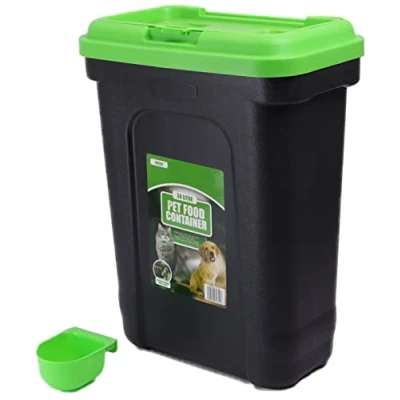 Image of DIVCHI 30L Pet Food Storage Container Flip Top Locking System With Integrated Scoop Plastic Birds Airtight Dog Cat Animal Dry 15 KG Dispenser Bin Green