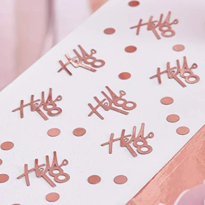 Image of Ginger Ray Rose Gold Foil Hello 18 Milestone Birthday Table Scatter Confetti