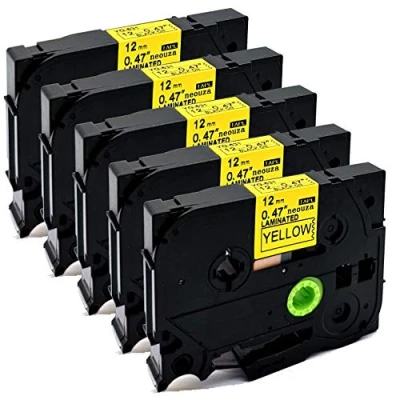 Image of NEOUZA 5PK Compatible for Brother P Touch Laminated Tze Tz Label Tape Cartridge 12mmx8m (TZe 631 Black on Yellow)
