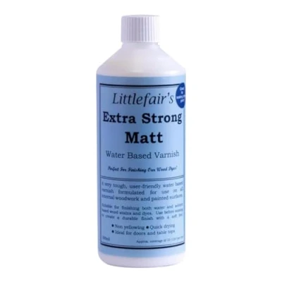 Image of Littlefair&#039;s Varnish for Wood 500ml X Strong &amp; Fast Drying Water Based Interior Polyurethane Finish Lacquer Clear Coat Coating Protector Matt