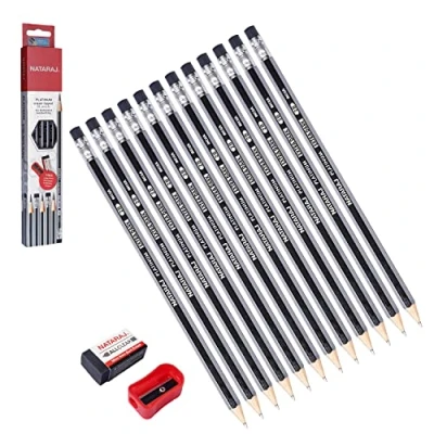 Image of Nataraj 2B Pencils for Children Pack of 12 School Kids Writing Hexagonal Wood Cased Everyday Office Use