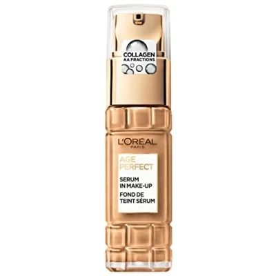 Image of L&#039;Oréal Paris Serum in Makeup For Mature Skin, Liquid Foundation with SPF 24, a Radiant Complexion, Age Perfect, No. 350 Sand, 1x 30 ml