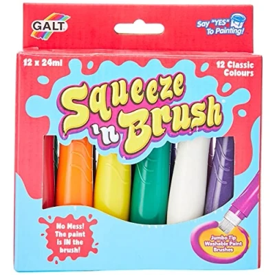 Image of Galt Toys, Squeeze &#039;n Brush 12 Classic Colours, Tipped Paint Pens, Ages 3 Years Plus