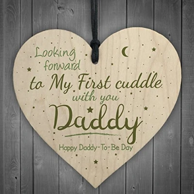 Image of RED OCEAN First Cuddle Daddy From Bump Gifts Wood Heart Dad To Be Father Funny Card Baby Son Daughter Present