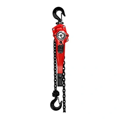Image of Steinberg Systems Lever Hoist Chain Block Ratchet Steel Lift Lower Safety Catch 2 Hooks Rubberised Handle 1500kg 2m SBS FZ 1500/2M (Steel, G80 Chain, Lifting Force 225 N, Links 8mm)