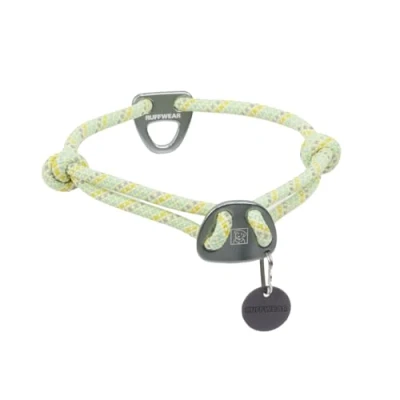 Image of Ruffwear Knot a Collar Large Dog Collar, Climbing Rope Reflective Pet with Aluminum V ring Lead Attachment, Adjustable &amp; Strong for Walking, Size L (51 66cm), Moss Green