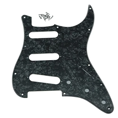 Image of Dopro 11 Hole Vintage 62 Strat ST SSS Single Coil Pickups Guitar Pickguard Scratch Plate with Screws for American Fender Stratocaster Black Pearl
