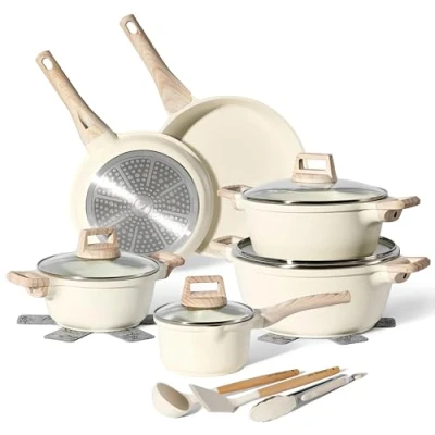 Image of Just Perfecto pots and Pans Sets Non Stick, Induction hob pan Set, Saucepan Stick Frying Set with lid Stock Pot, deep pan, for Granite cookware