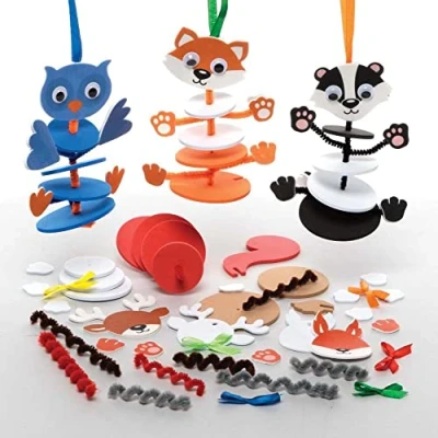 Image of Baker Ross FE847 Woodland Animal Stacking Kits Pack of 6, Foam Crafts for Kids to Assemble, Decorate and Display, Great as a Gift Creative Children.