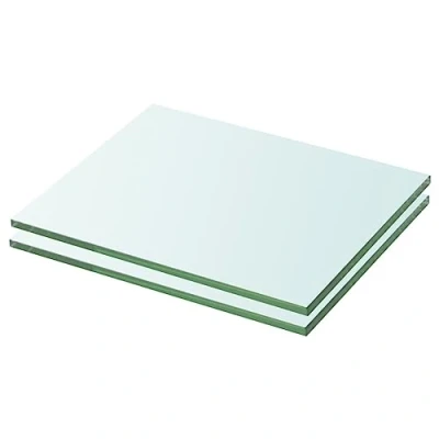 Image of vidaXL Transparent Glass Panel Shelves 2pcs, Premium Clear Tempered Glass, Modern Home/Office Decor Display, Durable 20x20 cm