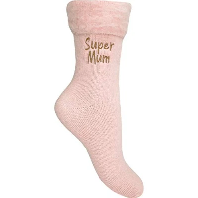 Image of Super Mum Soft &amp; Fluffy Thermal Cosy Bed Socks (Peach Pink)
