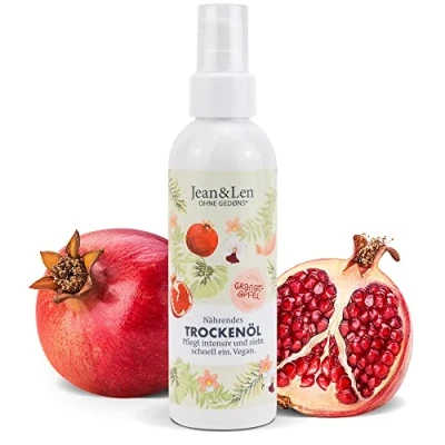 Image of Jean &amp; Len Nourishing Dry Oil Pomegranate, for the Body and Face, Intensively Nourishes Absorbs Quickly, Also Suitable Hair Tips, Skin Oil, Parabens Silicones, Vegan, 100 ml