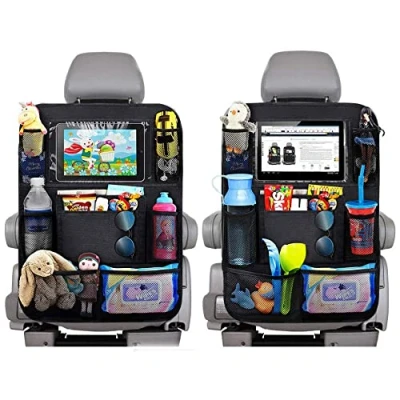 Image of JIOUDI Car Back Seat Storage Organiser, Universal Organiser Kids, Durable Protectors with Multi Pockets, Tablet Holder (2 packs)