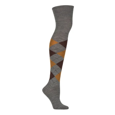 Image of Women&#039;s 1 Pair Burlington Marylebone Argyle Wool Overknee Socks Dark Grey 3.5 7