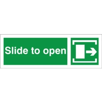 Image of Slide To Open Arrow Right Door Sign 300mm x 100mm Self Adhesive