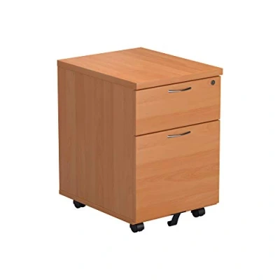 Image of Office Hippo Heavy Duty 2 Drawer (1 for Filing) Mobile Pedestal Filing Cabinet, File Cabinet with Anti Tilt Mechanism &amp; Lockable Storage, 5 Year Wty Beech