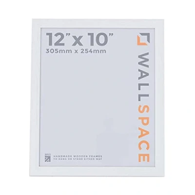 Image of Wall Space 12x10 White Frame Bevelled Wooden Photo inches Grained WOOD 10x12 Picture Frames made from SOLID with GLASS 12 x 10
