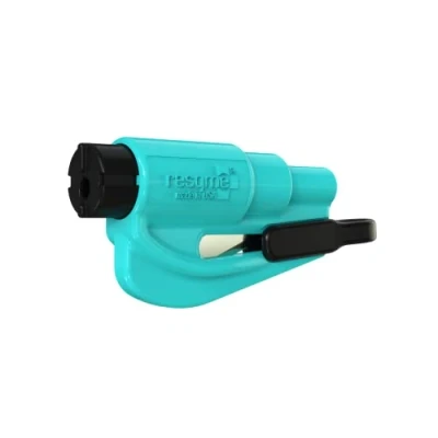 Image of RESQME The Original Emergency Keychain Car Escape Tool, 2 in 1 Seatbelt Cutter and Window Breaker, Made USA, Teal Compact Hammer