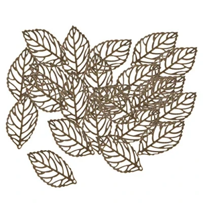 Image of sharprepublic 30pcs Craft Supplies Small Hollow Filigree Leaf Charms Pendants for Crafting, Jewelry Findings Making Accessory DIY Necklace Bracelet bronze