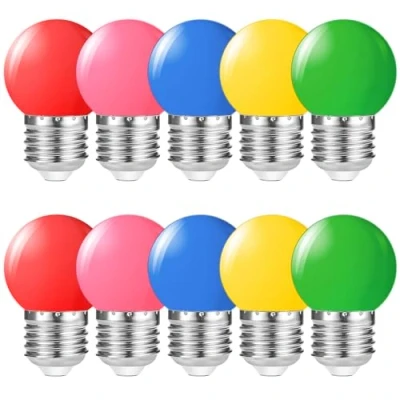 Image of Suncan 10 Pack E27 Screw Cap Coloured LED Light Bulbs Lamps for Outdoor Patio Party Christmas
