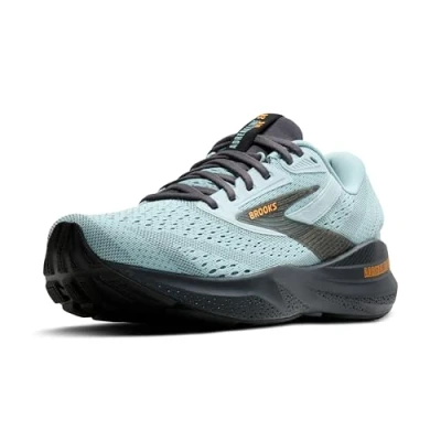 Image of Brooks Men’s Adrenaline GTS 24 Supportive Running Shoe, Winter Sky/Ebony/Orange, 10.5 UK