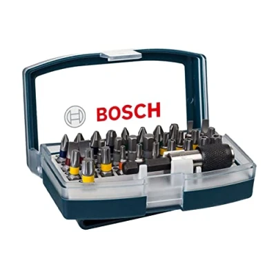Image of Bosch 2607017359 Screwdriver Bit, Set with Belt, Clip 32 Pcs, 0 V, Silver