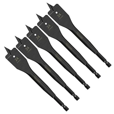 Image of 5 x SabreCut SCRIW24_5 24mm 152mm Impact Rated Flat Wood Spade Bits Compatible with Bosch Dewalt Makita Milwaukee and Many Others