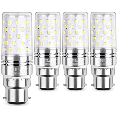 Image of Sauglae LED Corn Bulbs, B22 Bayonet Cap, 12W, 1450Lm, 6000K Daylight White, Not Dimmable, Pack of 4