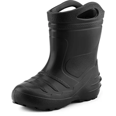 Image of Ladeheid Children&#039;s Girl&#039;s Boy&#039;s EVA Extra Light Wellington Boots Rainy Wellies Rain KL051 (Black, 12 UK Child)