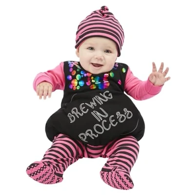 Image of Smiffys Witch Baby Brewing In Process, Purple All One &amp; Hat, Halloween Child Fancy Dress, Dress Up Costumes