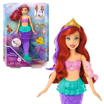 Image of Mattel Disney Princess Toys, Ariel Swimming Mermaid Doll with Color Change Hair and Tail, Water Toy Inspired by the Movie, HPD43