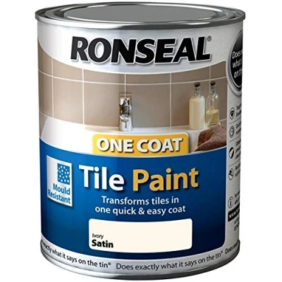 Image of Ronseal One Coat Tile Paint Ivory Satin 750ml
