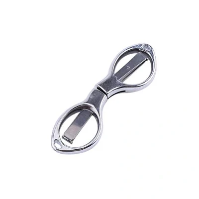 Image of TOPINCN Mini Multifunctional Folding Fishing Scissors with Keychain Stainless Steel Climbing Hiking Card Pack (Sliver)