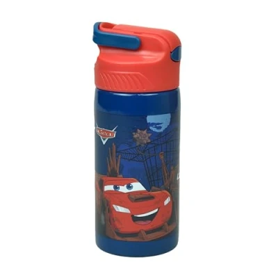 Image of OM SUPPLIES Cars Characters Reusable Aluminium Sipper Water Bottle Drink with built in handle for Easy Carry School Lunch Kids Childrens 500ml (Cars 1)
