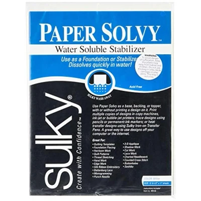 Image of Sulky Arts, Crafts &amp; Sewing Paper Solvy Water Soluble Fabric Stabilizer, White, 6 UK EU